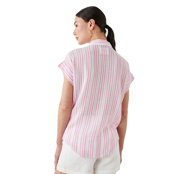 Rails Jamie Sleeveless Button Down in Pink & White Kokomo Stripe Print. Size M. - Picture 2 of 12